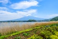 Mount Fuji view from Oishi park at the Lake Kawaguchiko Royalty Free Stock Photo