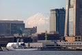 View of Mt. Fuji from Yokohama Bay, Kanagawa Prefecture, Japan.