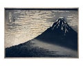 Mount Fuji vintage wall art print and poster design remix of original painting by Hokusai