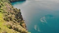 Mount Gambier, South Australia. Drone aerial view of beautiful Blue Lake in spring season Royalty Free Stock Photo