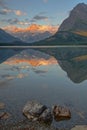 Mount Gould reflecting on Swiftcurrent Lake Royalty Free Stock Photo