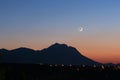 Mount Gran Sasso in Abruzzo, Italy, by nigh after sunset