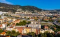 Mount Gros Alpes hills with Paillon river valley, Mont Boron and Riquier district seen from Cimiez district of Nice in France Royalty Free Stock Photo