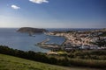 Mount Guia, Horta, Faial island with the peak of Pico volcanic mountain, Azores Royalty Free Stock Photo