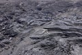 Textured surface of active volcano is covered with ash Royalty Free Stock Photo