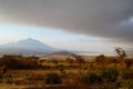 Mount Hanang and Balangida Lake, Manyara Region, Tanzania, at heavy sky dawn Royalty Free Stock Photo