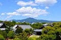 Mount Hiei and Japanese palace Royalty Free Stock Photo