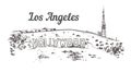 Mount Hollywood sketch. Los Angeles hand drawn vintage vector illustration Royalty Free Stock Photo