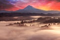 Mount Hood Foggy Sunrise ealy morning in Oregon Royalty Free Stock Photo