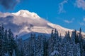 Mount Hood, Oregon During A Winter Sunset Royalty Free Stock Photo