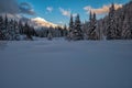 Mount Hood, Oregon During A Winter Sunset Royalty Free Stock Photo