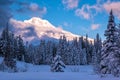 Mount Hood, Oregon During A Winter Sunset Royalty Free Stock Photo