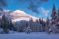 Mount Hood, Oregon During A Winter Sunset Royalty Free Stock Photo