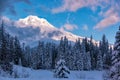 Mount Hood, Oregon During A Winter Sunset Royalty Free Stock Photo