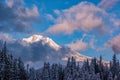 Mount Hood, Oregon During A Winter Sunset Royalty Free Stock Photo