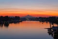 Mt Hood over Columbia River at Dawn in Oregon Royalty Free Stock Photo