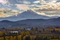 Mount Hood over Hood River Valley in Fall Royalty Free Stock Photo