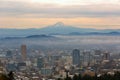 Mount Hood over Portland Downtown Cityscape in Oregon USA America Royalty Free Stock Photo