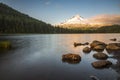 Mount Hood reflecting in Trillium Lake at sunset, National Forest Royalty Free Stock Photo