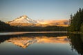 Mount Hood reflecting in Trillium Lake at sunset, National Forest Royalty Free Stock Photo