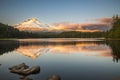 Mount Hood reflecting in Trillium Lake at sunset, National Forest Royalty Free Stock Photo