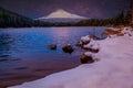 Mount Hood reflecting in Trillium Lake at sunset, National Forest, Oregon,USA Royalty Free Stock Photo