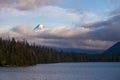 Mount Hood shrouded in low clouds at Lost Lake in Oregon Royalty Free Stock Photo