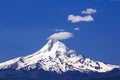 Mount hood with Smoke Stack Clouds Royalty Free Stock Photo