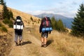 Mount Hoverla or Goverla with two tourists