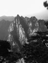 Mount Hua, huashan, in Shaanxi China. Black and white.