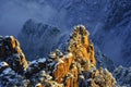 Mount Huangshan sunrise in winter Royalty Free Stock Photo