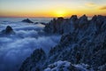 Mount Huangshan sunrise in winter Royalty Free Stock Photo