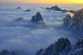 Mount Huangshan sunrise in winter Royalty Free Stock Photo