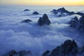 Mount Huangshan sunrise in winter Royalty Free Stock Photo