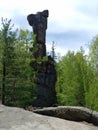 Mount Idol. Stone blockages in the center of the taiga. Impenetrable forest. Creation of Siberian nature, Irkutsk. Siberia Royalty Free Stock Photo