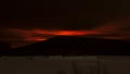 02.25.2020. Mount Kachkanar. Sverdlovsk. Rassia. Mount Kachkanar. Reflected fire from a gas pipeline explosion in the Perm region Royalty Free Stock Photo