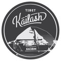 Mount Kailash in Himalayas, Tibet outdoor adventure badge. mountain illustration.