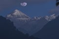 Mount Kanchenjunga at night with moon eclipse Royalty Free Stock Photo