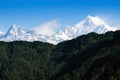 Mount Kanchenjunga range of the himalayas at first light Royalty Free Stock Photo