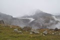 Mount Kazbeg in fog Kazbegi National Pa