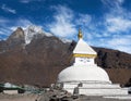 Mount Khumbila and white stupa near Khumjung, Nepal