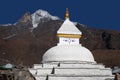 Mount Khumbila and white stupa near Khumjung village, Nepal Himalaya