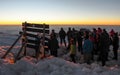 Hikers on the ridge ascend mount kilimanjaro the tallest peak in africa Royalty Free Stock Photo