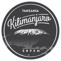 Mount Kilimanjaro in Africa, Tanzania outdoor adventure badge. Higest volcano on Earth illustration. Royalty Free Stock Photo