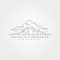 mount kilimanjaro landscape line art vector symbol illustration design, tanzania mountain national park minimal design