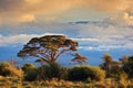 Mount Kilimanjaro. Savanna in Amboseli, Kenya Royalty Free Stock Photo