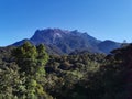 Mount Kinabalu with the clear blue sky in the morning. Royalty Free Stock Photo