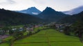 Mount Kinabalu Paddy Field Royalty Free Stock Photo
