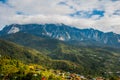 Mount Kinabalu view, villages at the foothill of the mountain. Sabah, Borneo, Malaysia Royalty Free Stock Photo