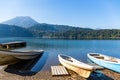 Mount Kirishima and boat Royalty Free Stock Photo